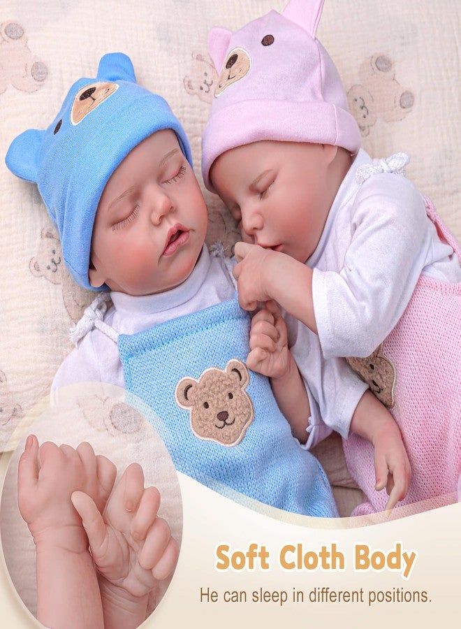 ADFO Lifelike Reborn Baby Dolls Twins, 17 inch Soft Vinyl Baby Dolls Realistic Newborn Real Life Baby Boy Girl Dolls with Clothes and Toy Gift for Kids Age 3+ - Image 3
